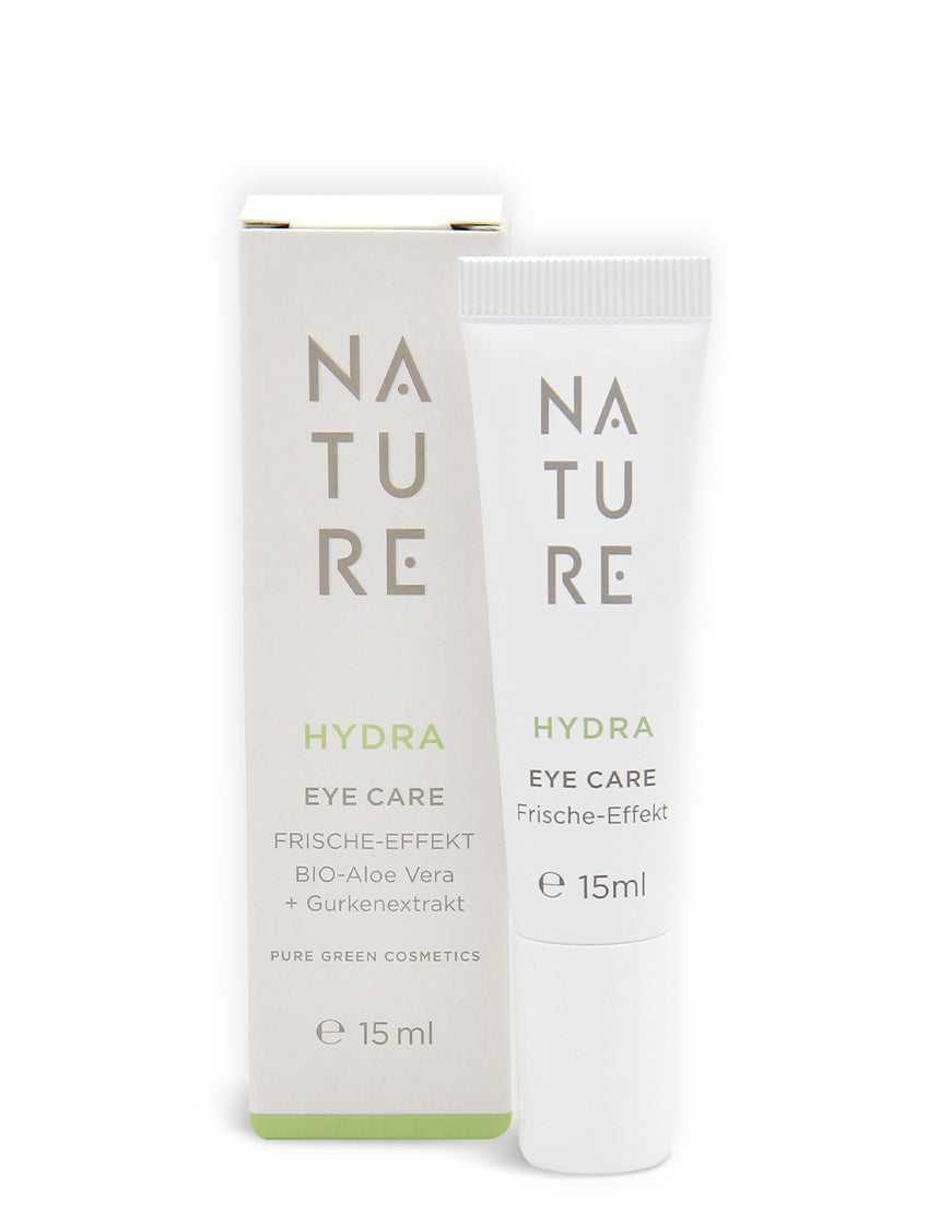 NATURE Hydra Augencreme-Set mit Gurkenwasser und Hyaluronsäure, 15 ml Tube, für intensiv erfrischte, geglättete Augenpartie. Bio, vegan, aus Österreich.
