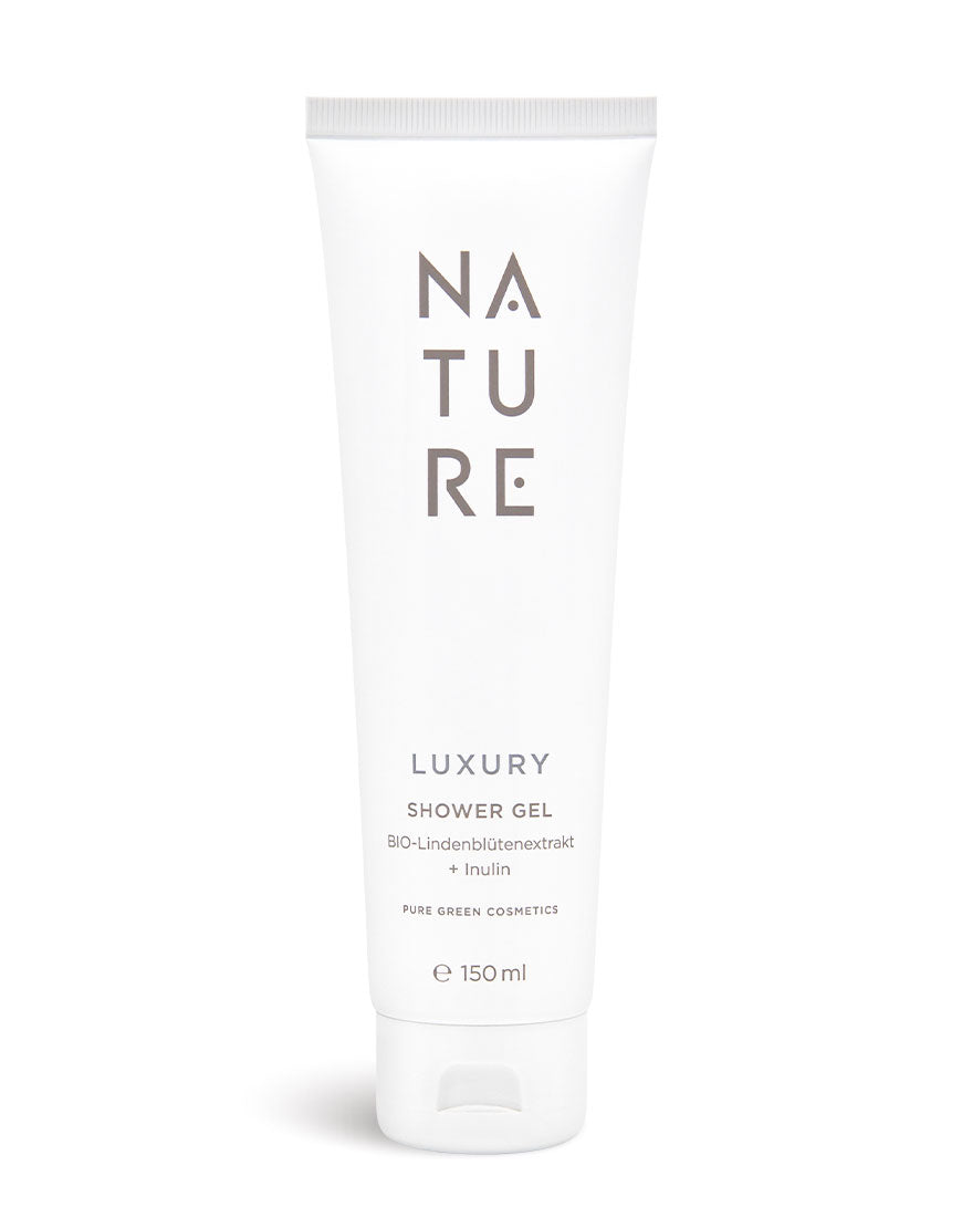 Luxus Duschgel mit Lindenblütenextrakt & Vitamin E in 150 ml Tube, Bio & Vegan, für gründliche Reinigung und seidig-weiche Haut.