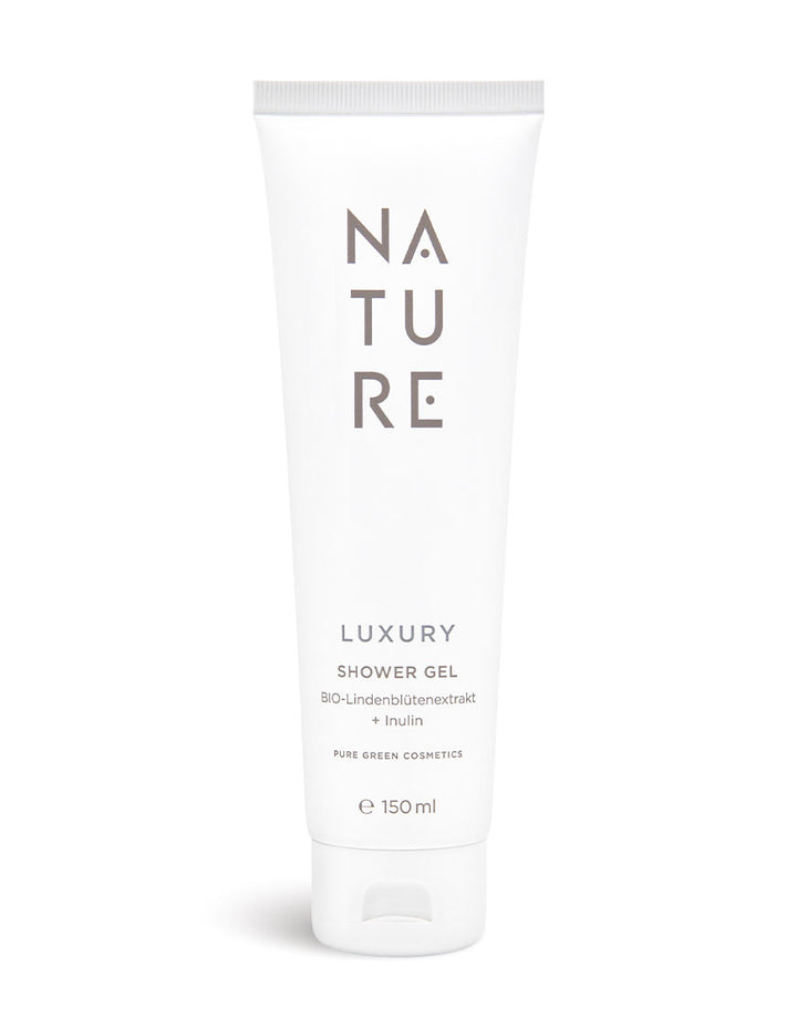 Luxus Duschgel mit Lindenblütenextrakt & Vitamin E in 150 ml Tube, Bio & Vegan, für gründliche Reinigung und seidig-weiche Haut.