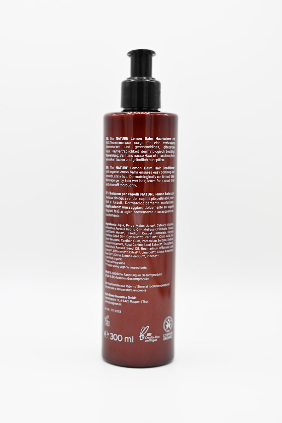 Conditioner mit BIO Zitronenmelisse & Wildrosenextrakt für leichte Kämmbarkeit & glänzendes Haar | Vegan