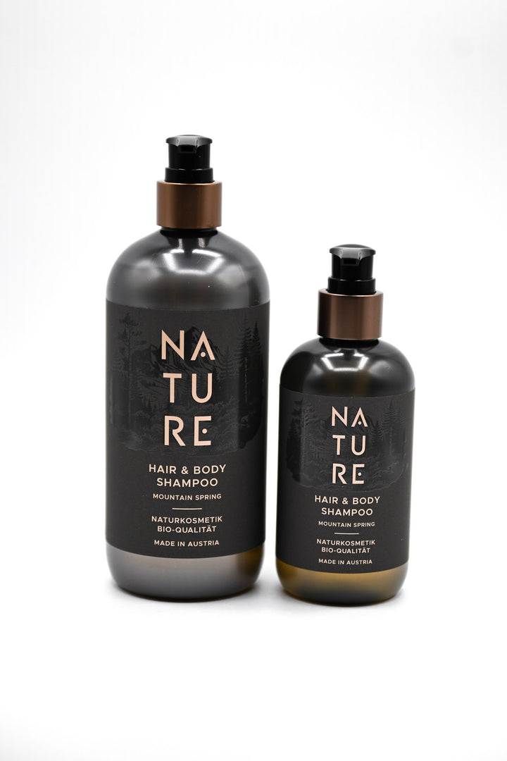 Shampoo & Duschgel 2-in-1 mit BIO Kräuter & Bergquellwasser für sanfte Reinigung | Vegan