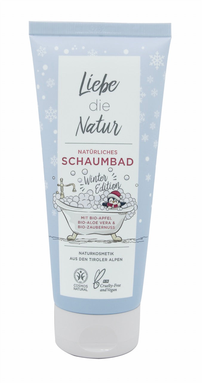 Schaumbad Winter Edition mit BIO Apfelsaft & BIO Aloe Vera für ein wohliges Badeerlebnis, auch als herrliches Duschgel geeignet | Vegan