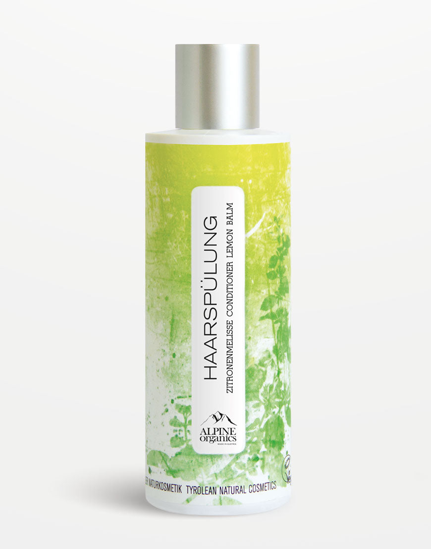 Alpine Organics Haarspülung Zitronenmelisse für glänzende, geschmeidige Haare; enthält Bio-Zitronenmelissenextrakt, verbessert Kämmbarkeit, vegan, hergestellt in Österreich.