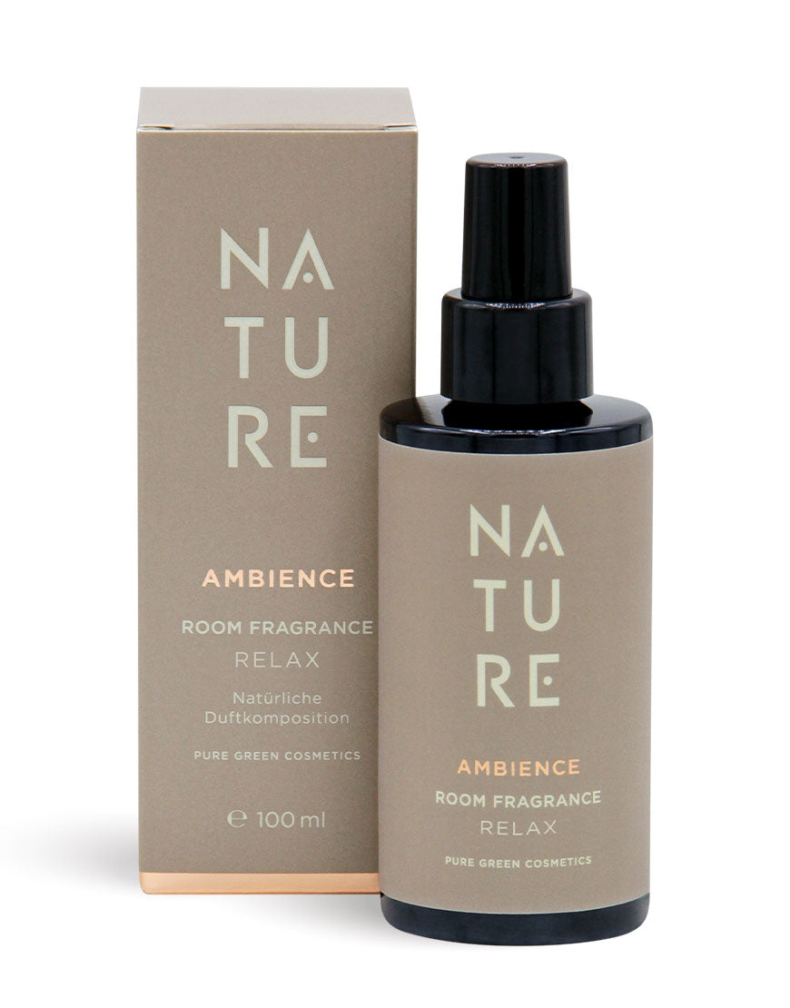 NATURE Ambience Raumduft Relax mit Lavendel und Fichtennadel, 100 ml Sprayflasche und Karton, Bio & Vegan, für beruhigende und entspannende Atmosphäre.
