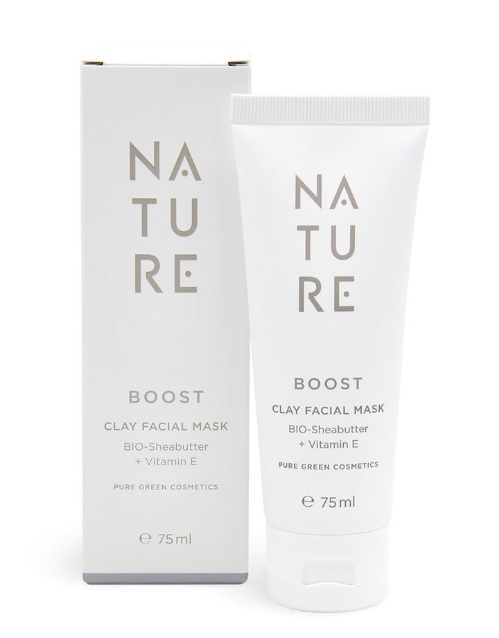 Tonerde-Gesichtsmaske mit Sojaöl & Sheabutter für ein ausgeglichenes Hautbild & verfeinerte Poren, 75 ml Tube, mit BIO-Sheabutter und Vitamin E, Bio & Vegan.