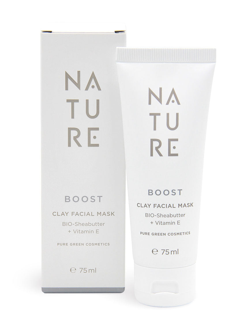 Tonerde-Gesichtsmaske mit Sojaöl & Sheabutter für ein ausgeglichenes Hautbild & verfeinerte Poren, 75 ml Tube, mit BIO-Sheabutter und Vitamin E, Bio & Vegan.