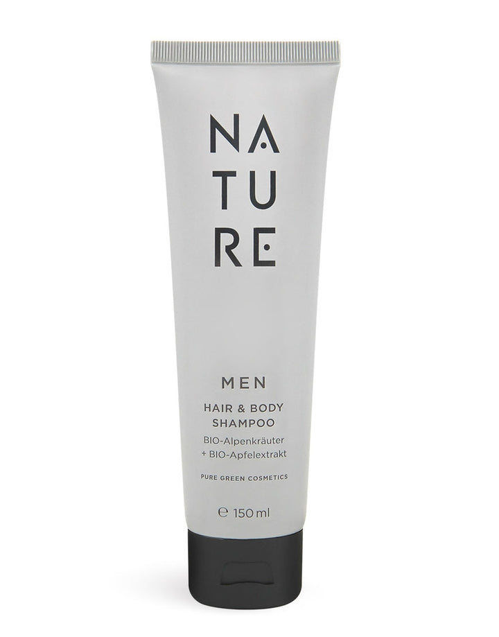 150 ml Tube NATURE MEN Hair-&-Body-Shampoo mit Alpenkräutern & Apfelsaft, Bio & Vegan, für gründliche Reinigung und erfrischtes Haar- und Hautgefühl. Dermatologisch getestet.