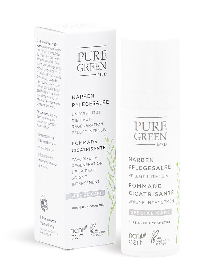 Narbensalbe mit Hagebuttenextrakt & Johanniskrautöl, Bio & Vegan, für intensive Pflege und Unterstützung der natürlichen Narbenbildung, mit Zertifikaten NAT CERT und Cruelty-Free.